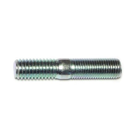 Midwest Fastener Double-End Threaded Stud, 7/16"-14 Thread to 7/16"-20 Thread, 2 1/4 in, Steel, Zinc Plated, 8 PK 73153